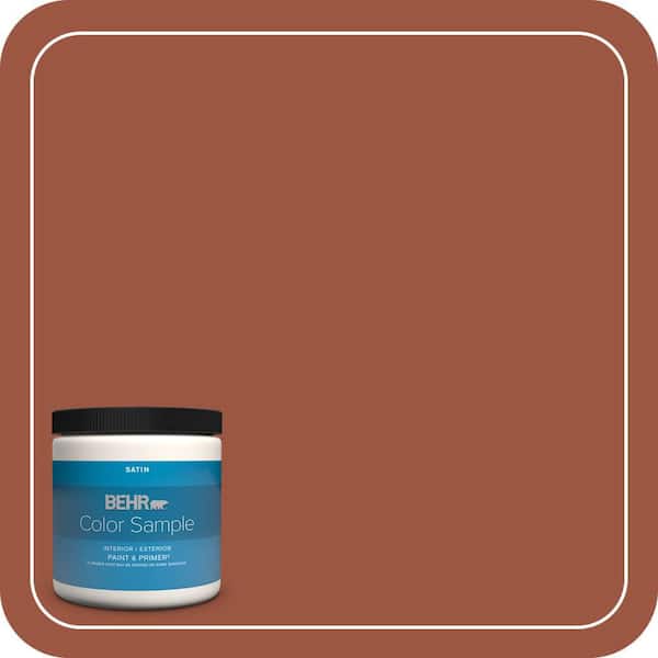 BEHR PREMIUM PLUS 8 oz. #210D-7 Firebrick Satin Enamel Interior/Exterior Paint & Primer Color Sample