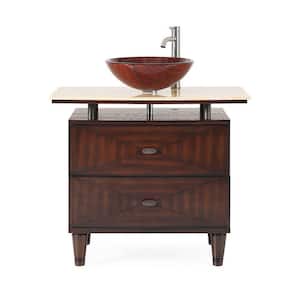 Verdana 36 in. W x 22.5 in D. x 33 in. H Bath Vanity in Wood color with wood pattern bowl and Yellow Cultured Marble Top