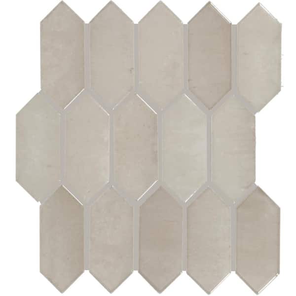 Miramo Sand 3 in. x 2-3/4 in. Glossy Ceramic Picket Mosaic Tile Sample