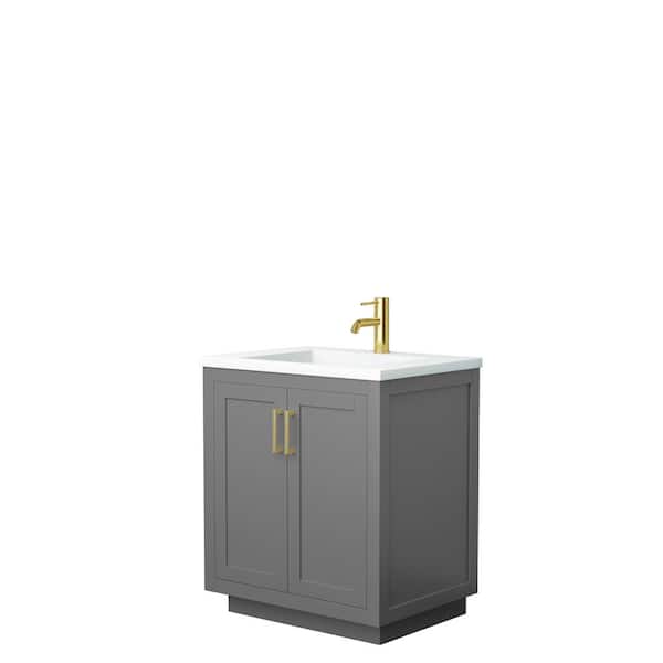 Wyndham Collection Miranda 30 in. W x 22 in. D x 34.25 in. H Single Bath Vanity in Dark Gray with Matte White Solid Surface Top