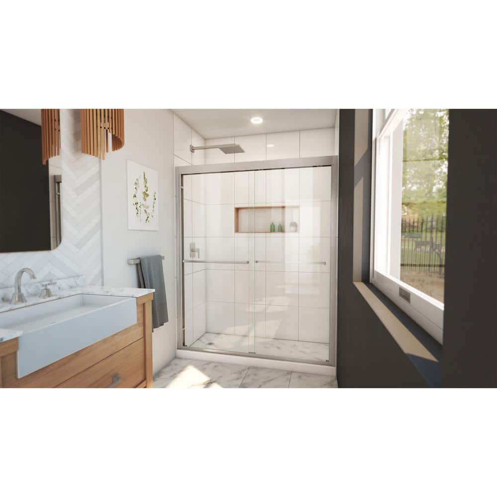 Duet Plus 60" Brushed Nickel Semi-Frameless Sliding Shower Door