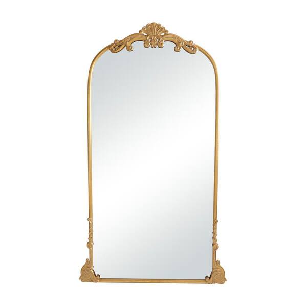 72 in. x 42 in. Tall Ornate Arched Acanthus Oval Framed Gold Scroll Wall Mirror