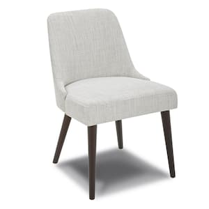 Leo Ivory Mid-Century Modern Dining Chairs with Fabric Seat and Wood Legs for Kitchen and Dining Room (Set of 2)