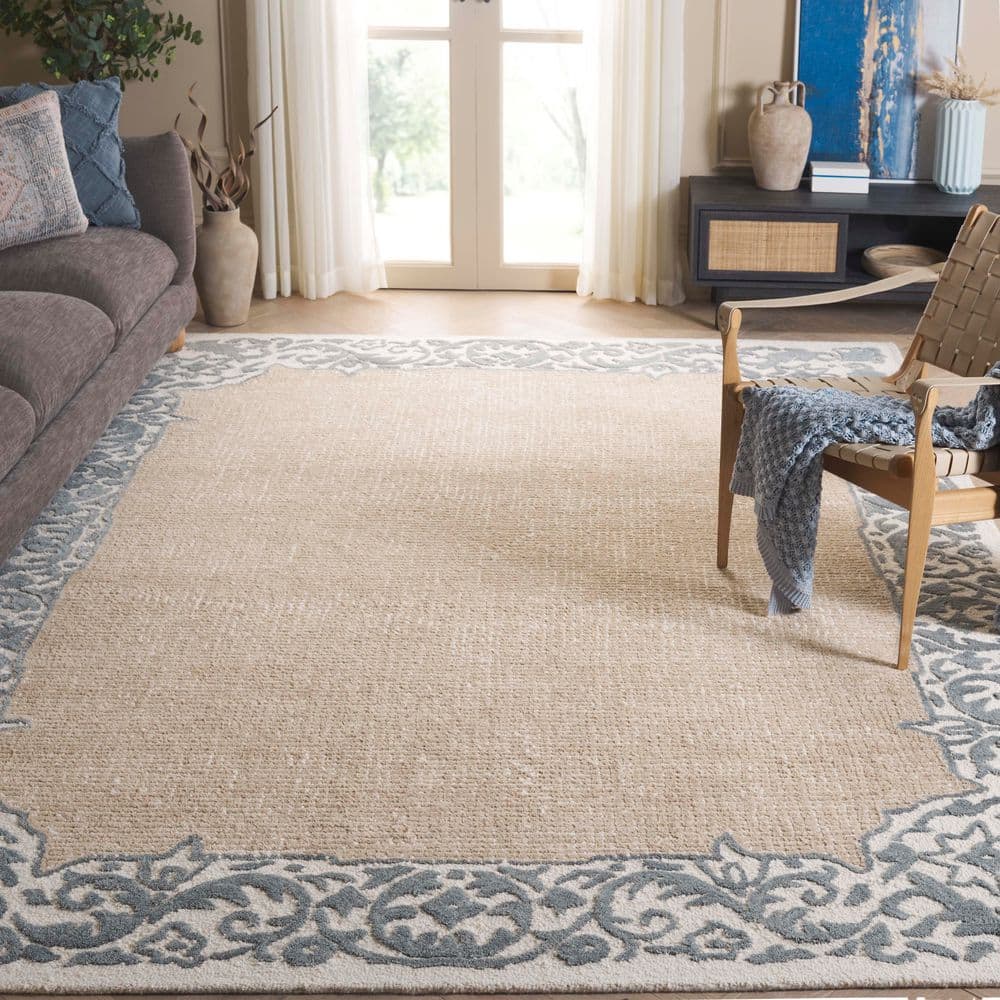 Ebony 6 ft. x 9 ft. Ivory/Gray Transitional Ornamental Border Area Rug price history on PriceWatchPro