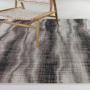 Lucia Charcoal 5 ft. x 7 ft.  Abstract Indoor/Outdoor Area Rug