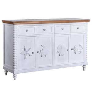 Montauk 4-Drawer Blue/Gray Mist Solid Wood MDF with Ash Veneer Cabinet