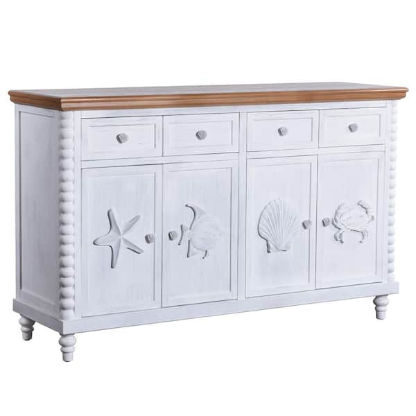 StyleCraft Montauk 4-Drawer Blue/Gray Mist Solid Wood MDF with Ash Veneer Cabinet