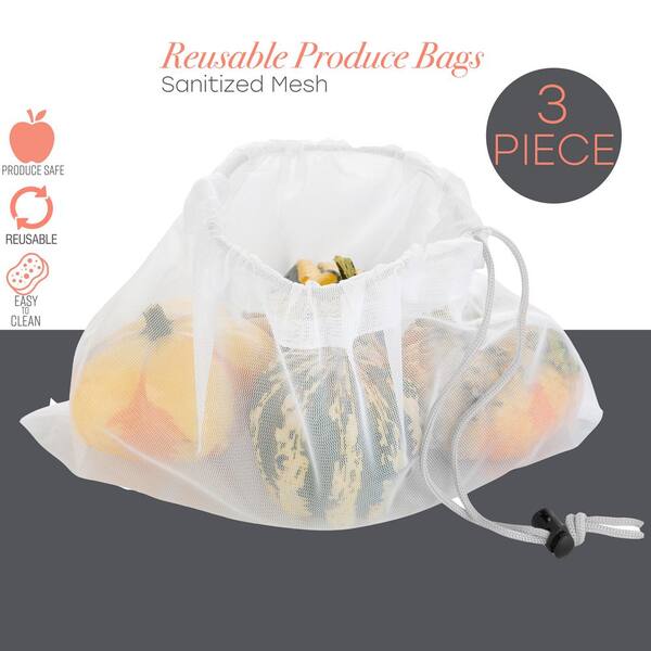 Reusable Produce Bags, Mesh & 100% Cotton, Drawstrng Grocery Bags For