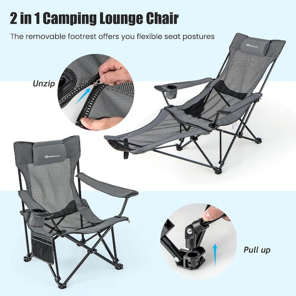AOPSPS Camping Lounge Chair with Detachable Footrest