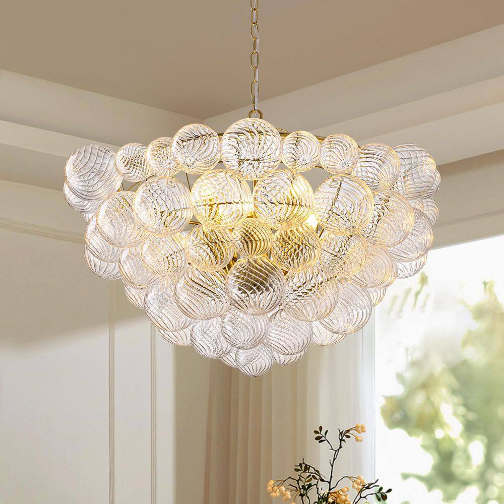 32.2 in. Gold 8-Light Bubble Pendant Light with Remote and Glass Shapes for Dining Room,Kitchen(Bulbs Not Included) price history on PriceWatchPro