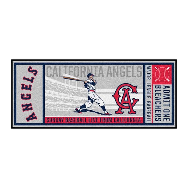 FANMATS California Angels Gray 2 ft. 6 in. x 6 ft. Ticket Runner Area Rug