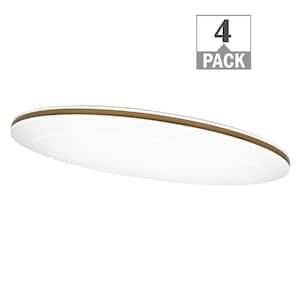 32 in. Oval White with Matte Gold Border LED Flush Mount Ceiling Light 3000 Lumens 3000K 4000K 5000K (4-Pack)