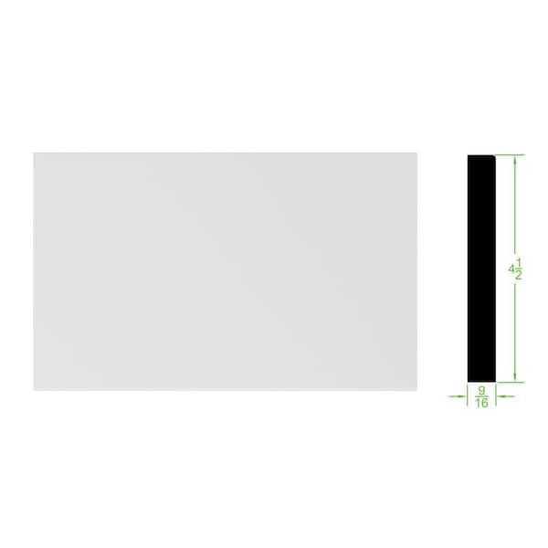 TRIMFINITY 9/16 in. x 4-1/2 in. x 96 in. Craftsman EcoPoly Interior Polystyrene Base Moulding, White