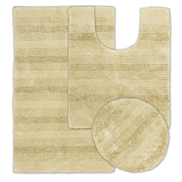 Garland Rug Essence Linen 21 in. x 34 in. Washable Bathroom 3-Piece Rug Set