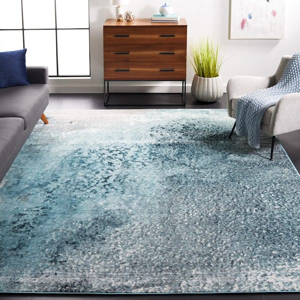Skyler 11 ft. x 16 ft. Silver/Blue Distressed Overdyed Area Rug
