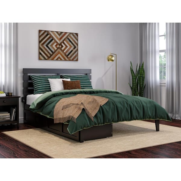 AFI Oxford Espresso Queen Solid Wood Storage Platform Bed with 2 Drawers and Turbo USB Device Charger