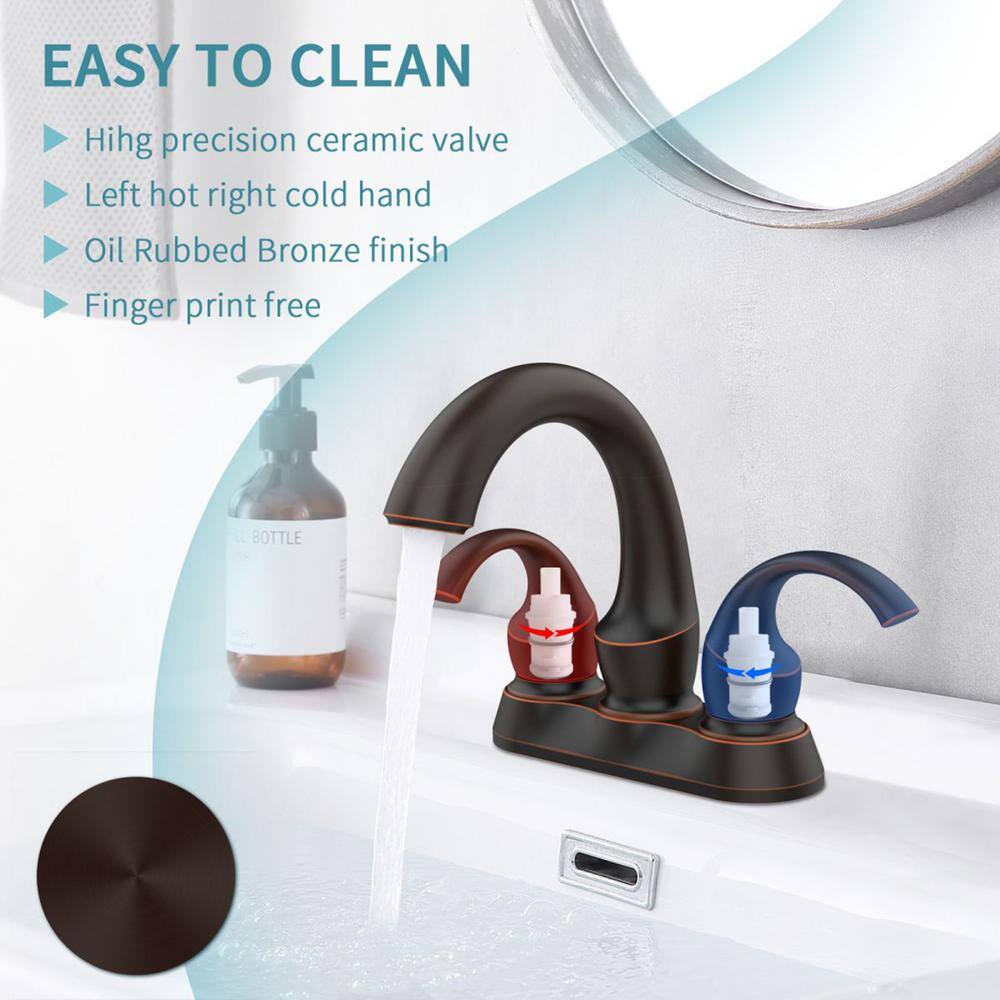 Oil Rubbed Bronze Double Handle Bathroom Faucet with Drain Assembly