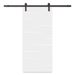 30 in. x 84 in. White Stained Composite MDF Paneled Interior Sliding Barn Door with Hardware Kit