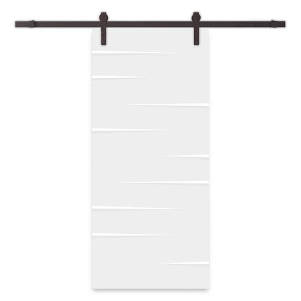 CALHOME 36 in. x 84 in. White Painted Composite MDF Paneled Interior Sliding Barn Door with Hardware Kit