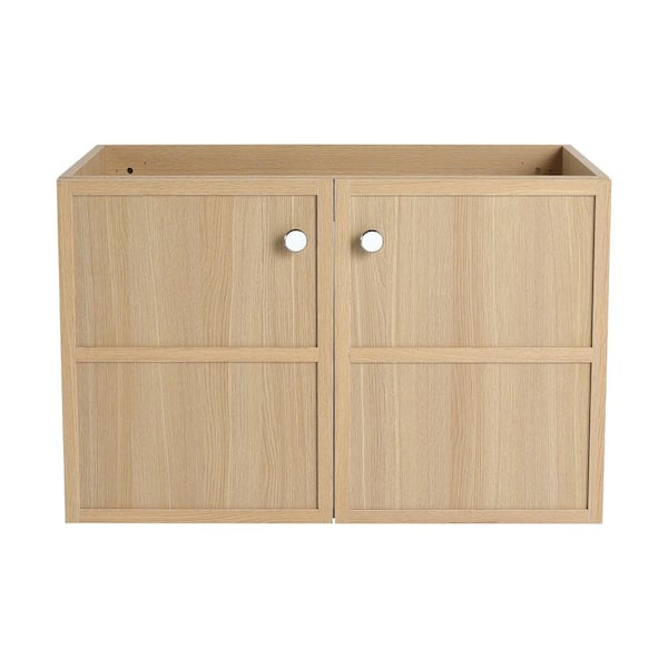 29.31 in. Wall-Mounted Bath Vanity Cabinet without Top in Oak Unassembled