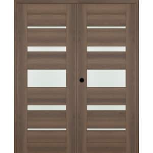 Vona 07-03-36 in. W. x 84 in. Right Active 5-Lite Frosted Pecan Nutwood Wood Composite Double Prehend Interior Door