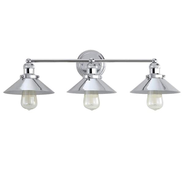JONATHAN Y June 26.5 in. 3-Light Metal Chrome Vanity Light