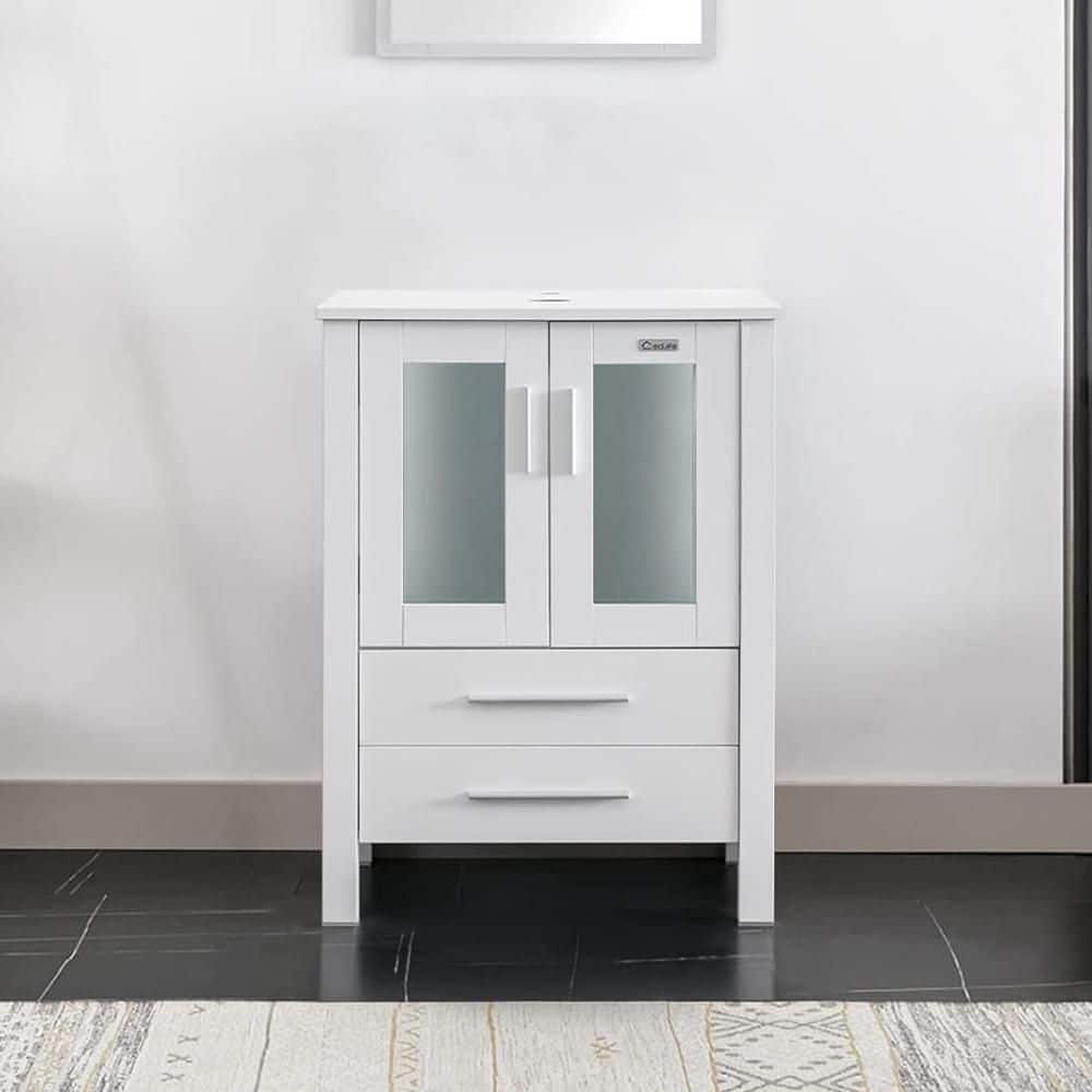 24 in. W x 19.7 in. D x 32 in. H Bath Vanity in Gray with Waterproof MDF Top price history on PriceWatchPro