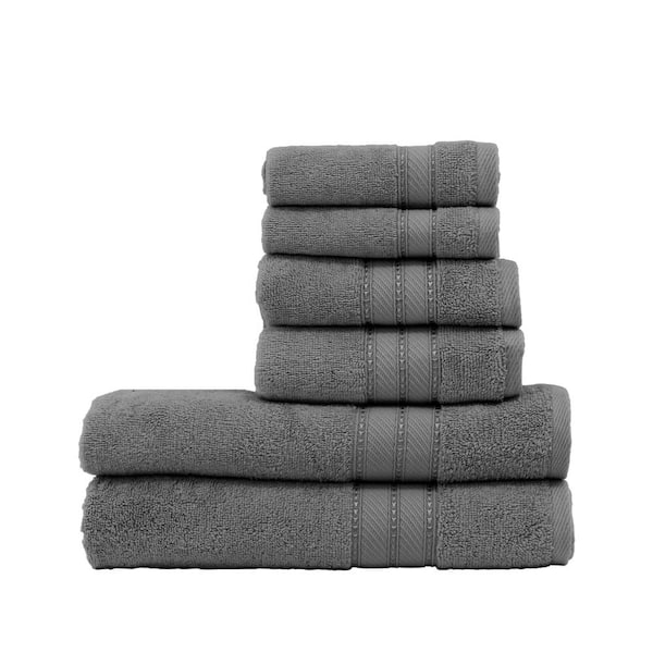 MODERN THREADS Spunloft 6-Piece Charcoal Solid Cotton Towel Set ...