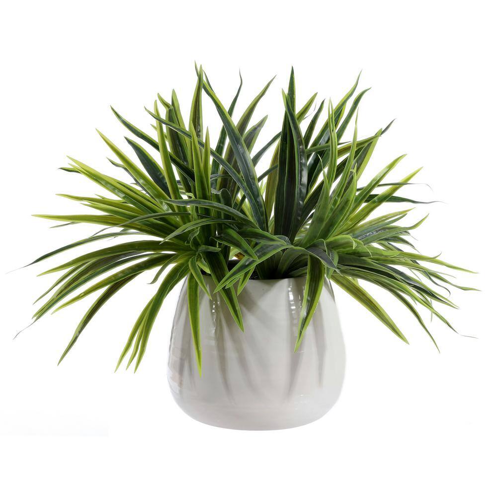 White Ceramic Potted Faux Orchid Plant 17-inch