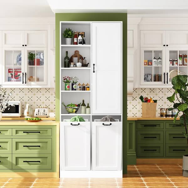 FUFU&GAGA White Wood 31.5 in. W Buffet Kitchen Cabinet Storage