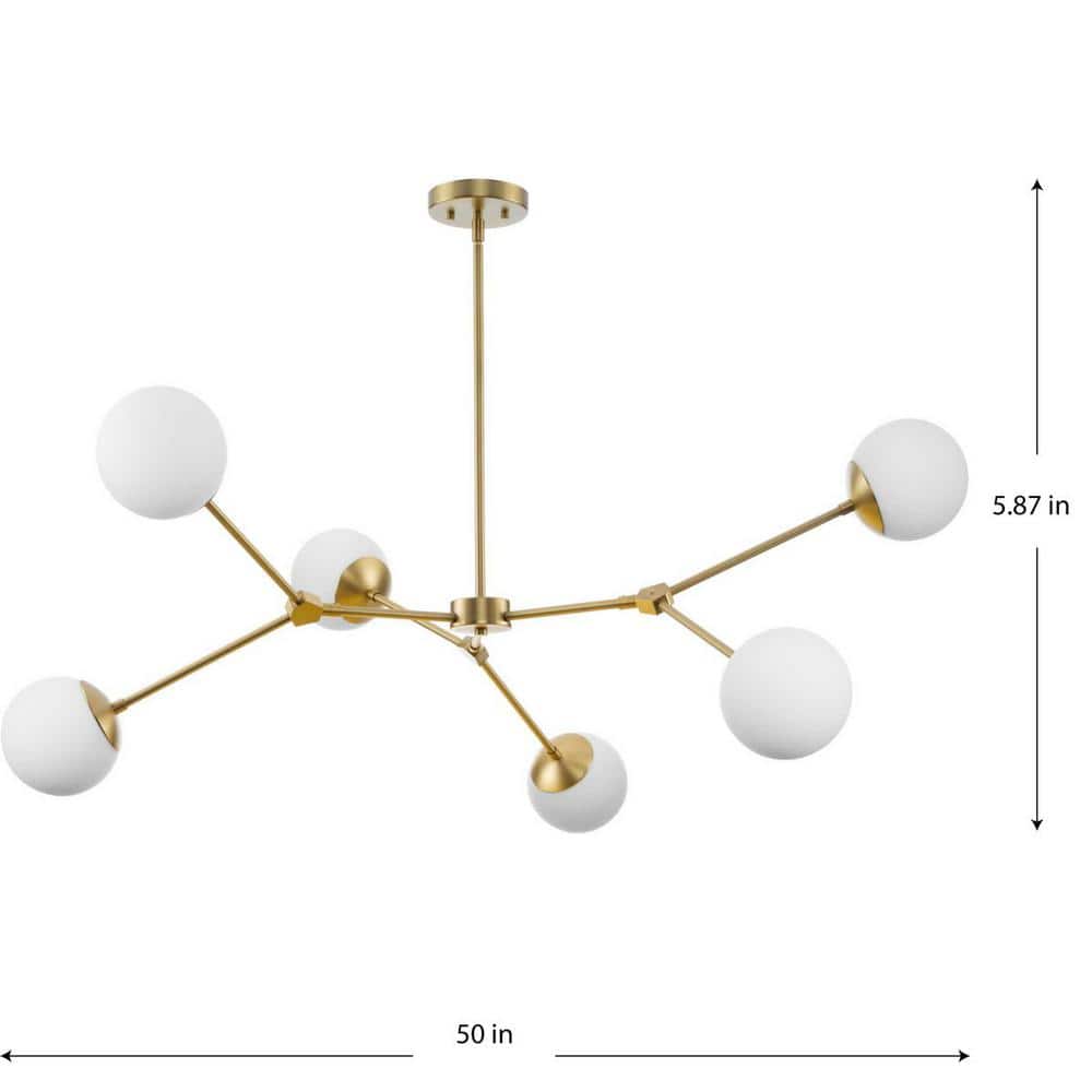 Haas 50'' Brushed Bronze Chandelier with Opal Glass Globes