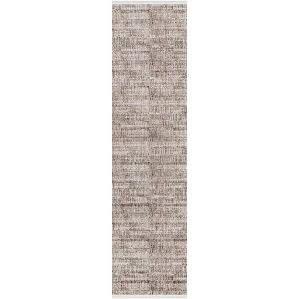 Aida Beige Modern Striped 2 ft. 7 in. x 9 ft. Area Rug
