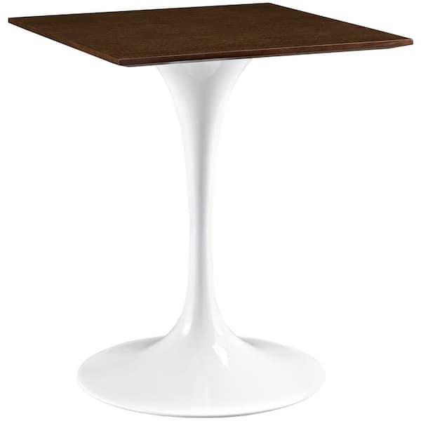 Lippa Mid-Century Modern Walnut Wood 24 in. Square Pedestal Dining Table Seats 2