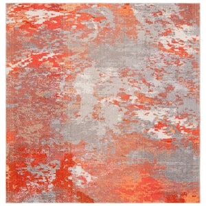 Madison Grey/Orange 7 ft. x 7 ft. Abstract Gradient Square Area Rug