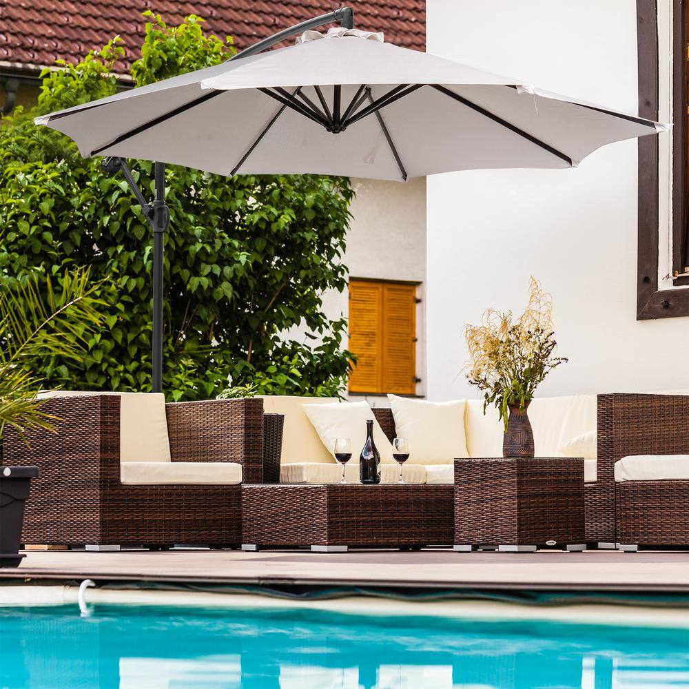 Champagne 10-ft Cantilever Umbrella with Breez-Tex Canopy