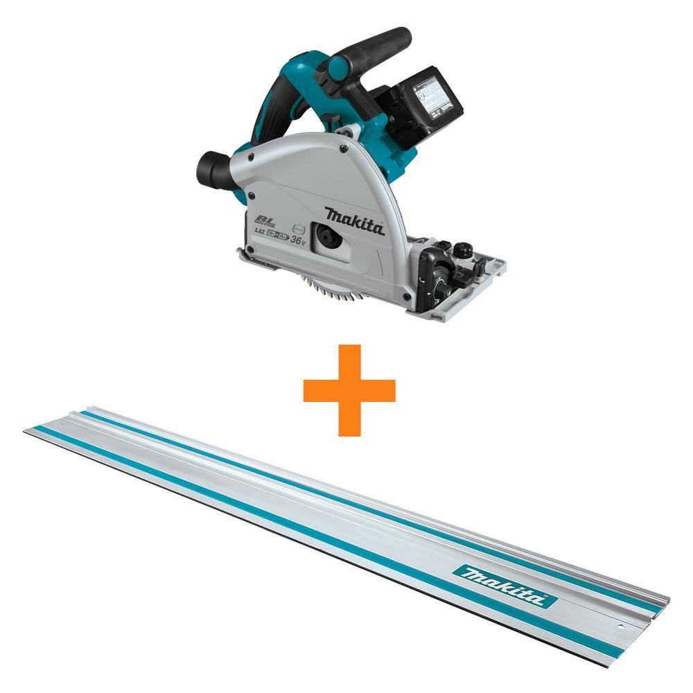 Makita 18V X2 LXT (36V) Lithium-Ion Brushless Cordless 6.5 in. Plunge  Circular Saw Kit (5.0Ah) with bonus 55 in. Guide Rail XPS01PTJ1943685 - The  Home Depot