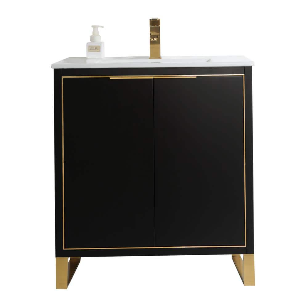 Opulence 30 in. W x 18 in. D x 33.5 in. H Bath Vanity in Black Matte with White Ceramic Top price history on PriceWatchPro