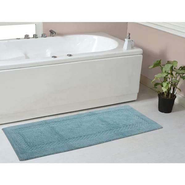 HOME WEAVERS INC Classy 100% Cotton Bath Rugs Set, 21 in. x54 in. Runner, Aqua
