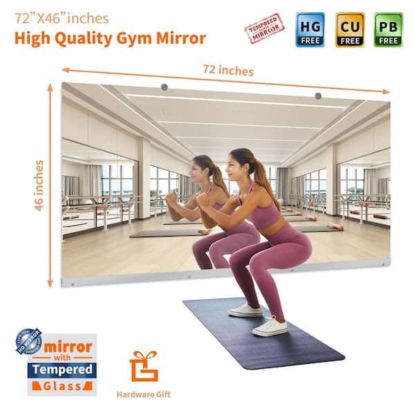 46 in. W x 72 in. Rectangular Frameless Tempered HD Wall Mirror/Gym Mirror/Dance Mirror