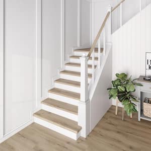 Oakwood Terrace Oak 47 in. L x 12.15 in. W x 1.69 in. T Vinyl Overlay Stair Tread and Reversible Riser Kit