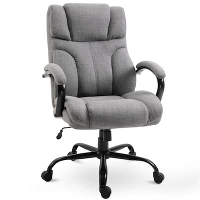 28.25" x 31.5" x 47.5" Grey Polyester Swivel Height-Adjustable Executive Chair with Arms