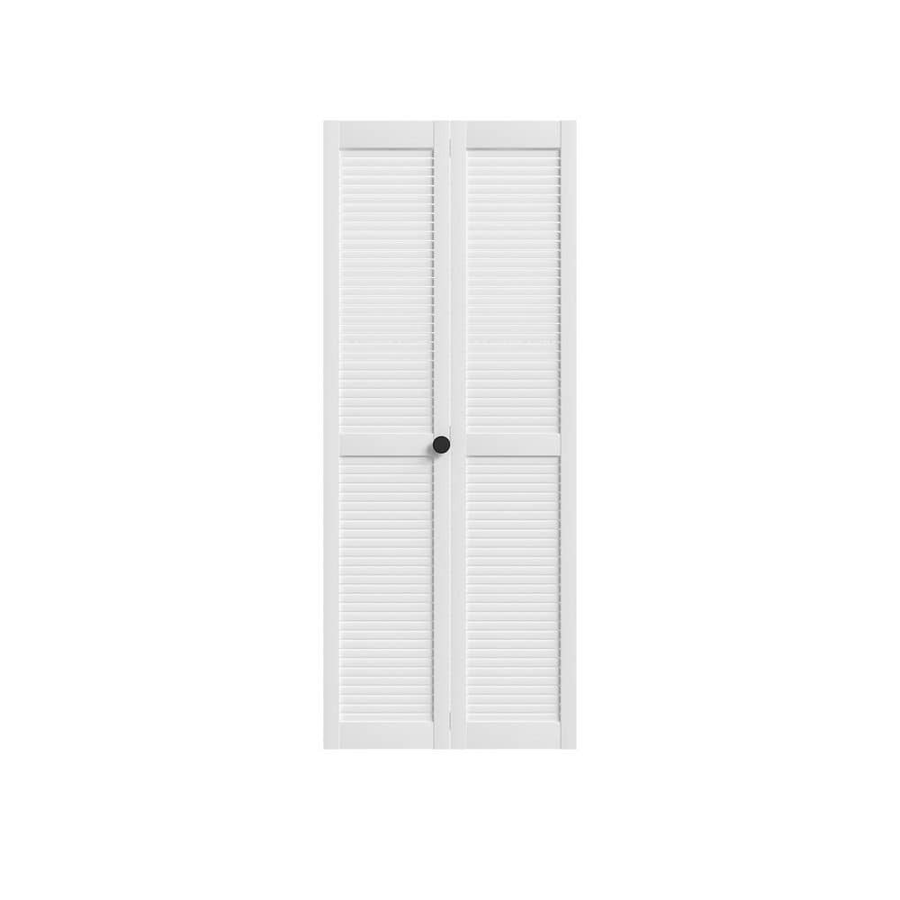 WinkLuck 28 in. x 78 in. Abraham 4-Lite White Solid Core Wood Bi