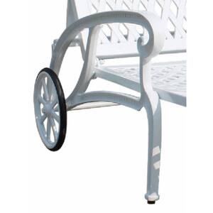 White Aluminum Reclining Outdoor Chaise Lounge with Wheels