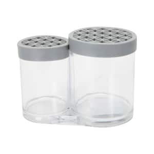 2 Compartment Cosmetic Brush Holder in Grey