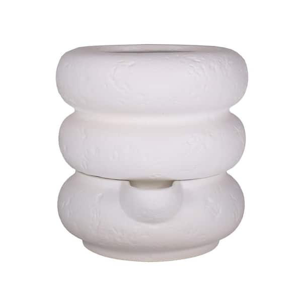 MPG 7 in. Dia x 7.25 in. H 3-Ring Composite Self Watering Pot in White