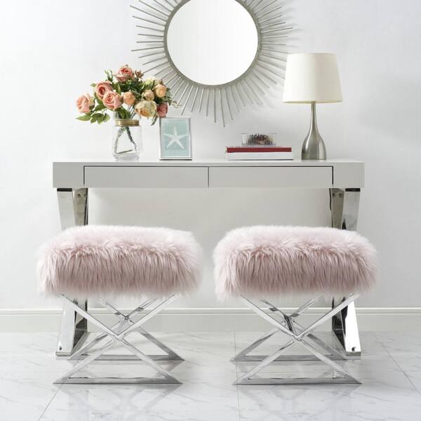 Faux fur dressing online table stool