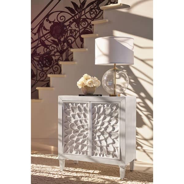 Coaster Clarkia White Wood 32 in. W Sideboard with Floral Carved Door