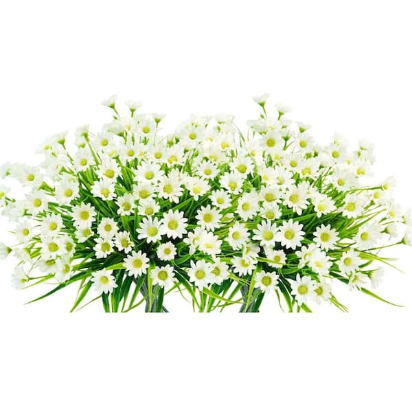 Afoxsos 13 in White Outdoor Artificial Daisy Mums Flower Bundles