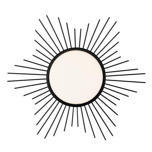 Golden Lighting - Kieran 18.25 in. 1-Light Matte Black LED Flush Mount with Opal Glass Shade