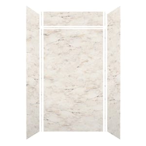 48 in. W x 96 in. H x 36 in. D 6-Piece Glue to Wall Alcove Shower Wall Kit with Extension in Biscotti Marble Velvet